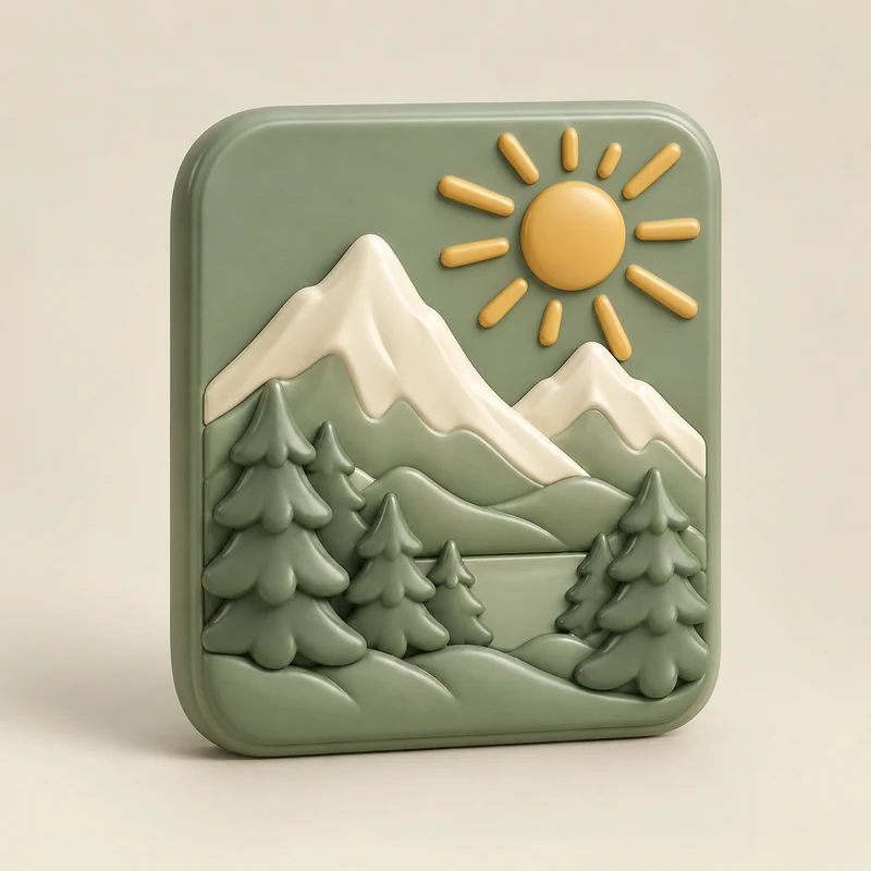 3D model concept: Sage mountain and sunshine relief magnet